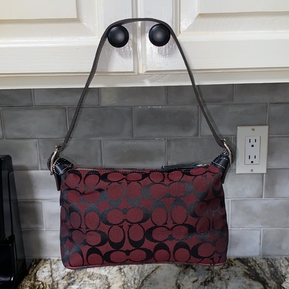 Coach Handbags - Coach Mini Signature Bag Maroon and Black